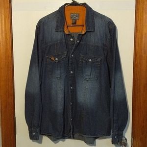 Men's WearFirst Distressed Denim Shirt with Snaps
